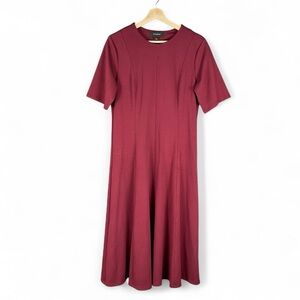 Banana Republic Women’s Large Wine Soft Touch Seamed Scuba Knit Midi Dress